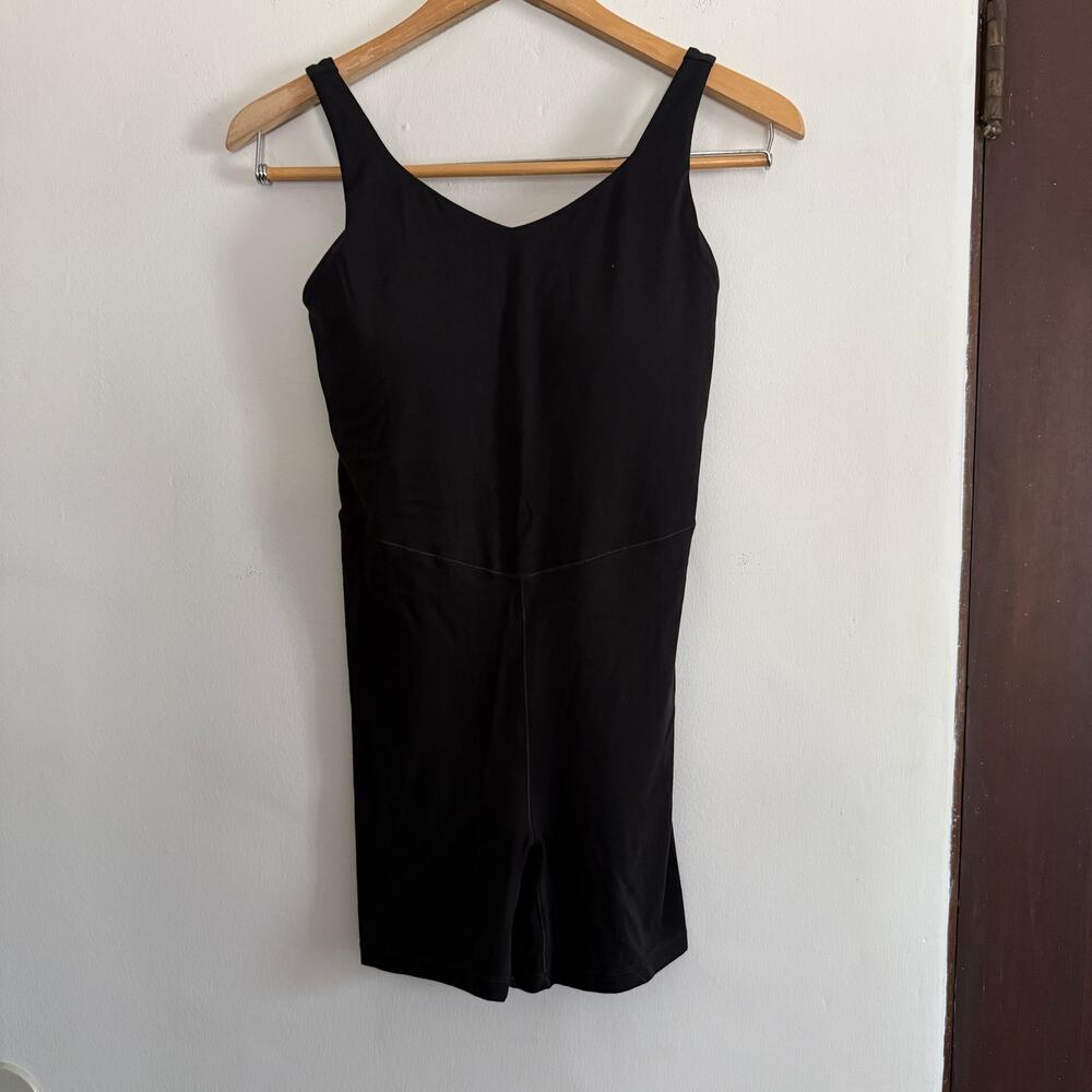 AERIE Offline | Low-Key Real Me Black Short One Piece Romper 5"  | Medium